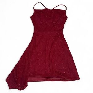Maroon sparkly asymmetrical dress - size S